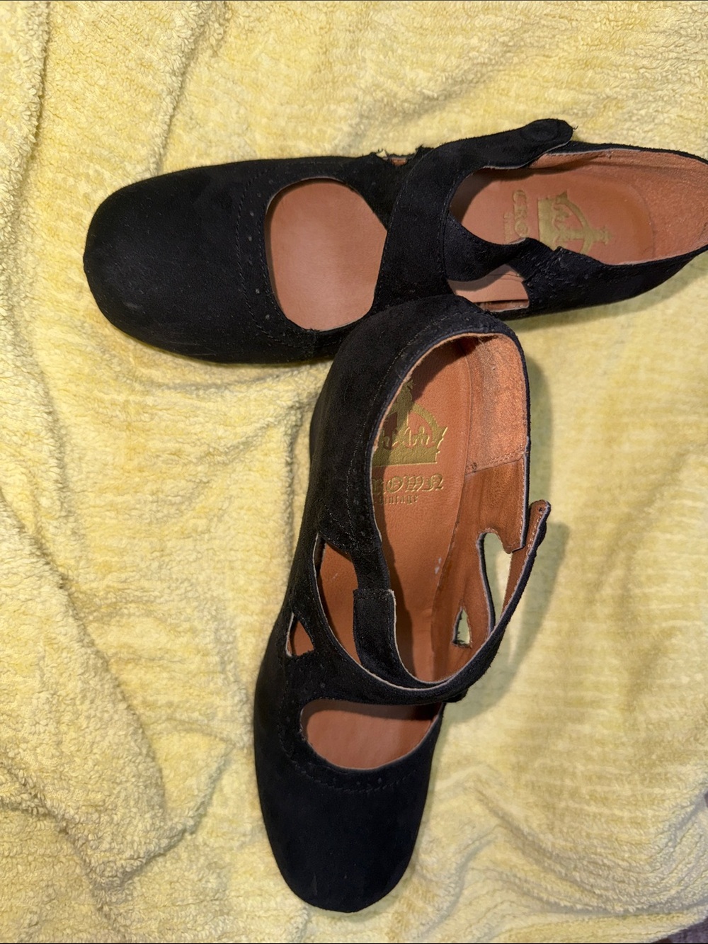 Crown Vintage Black Suede Mary Jane wedge with Tan Insole - Picture 7 of 7